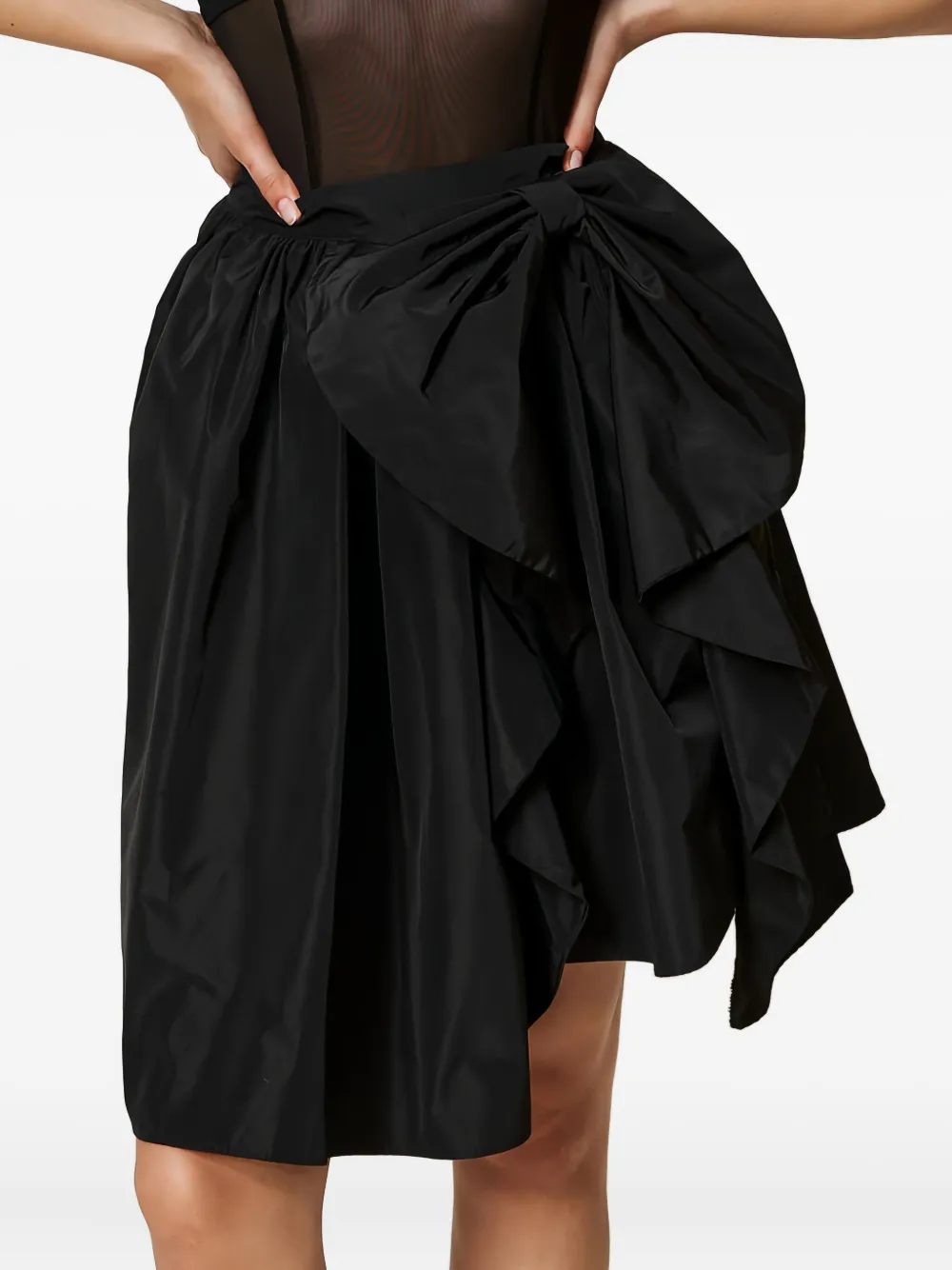 TWINSET Asymmetrische taffeta rok met strikdetail Zwart