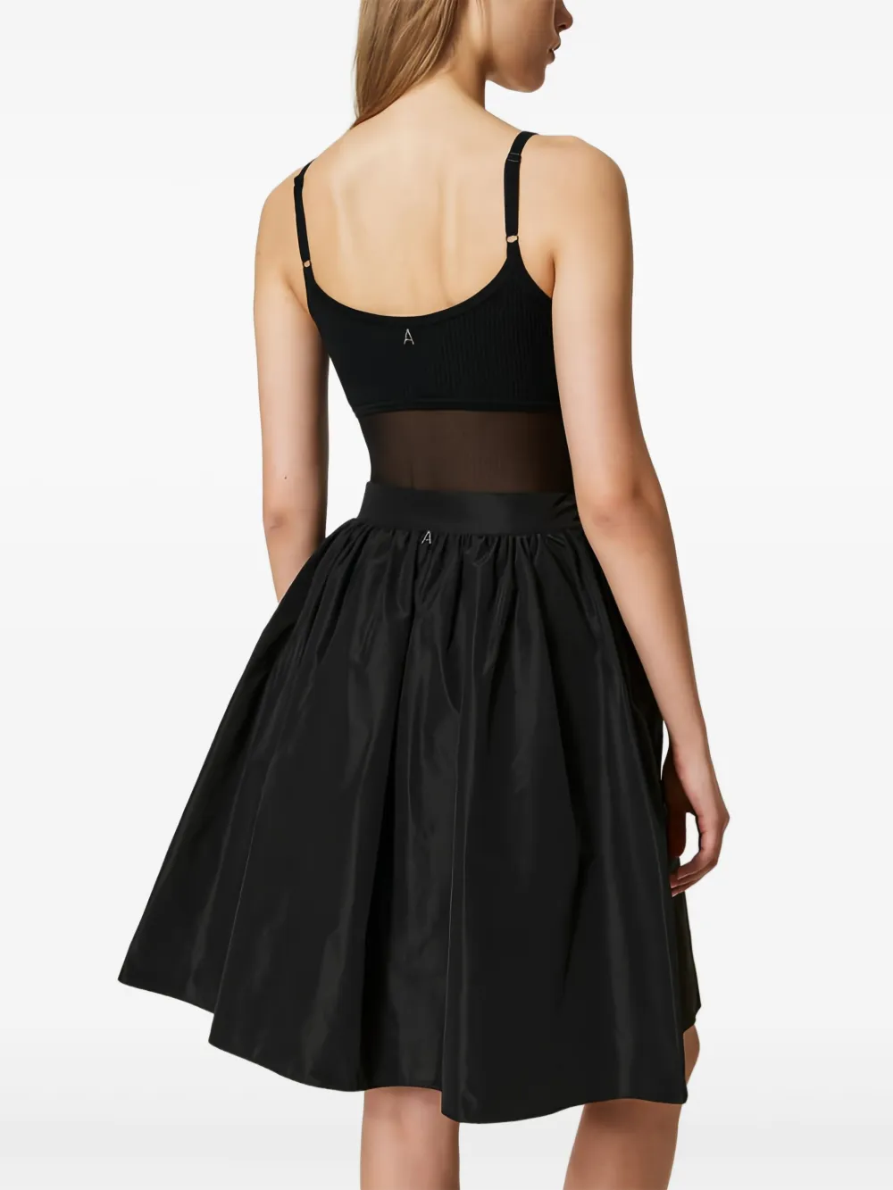TWINSET Asymmetrische taffeta rok met strikdetail Zwart