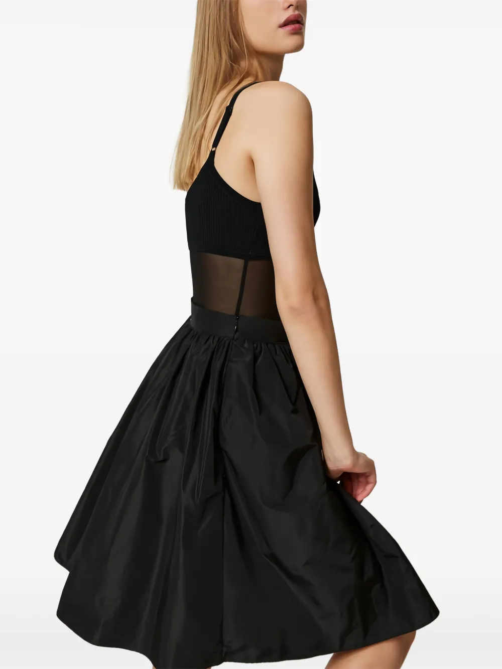 TWINSET Asymmetrische taffeta rok met strikdetail Zwart