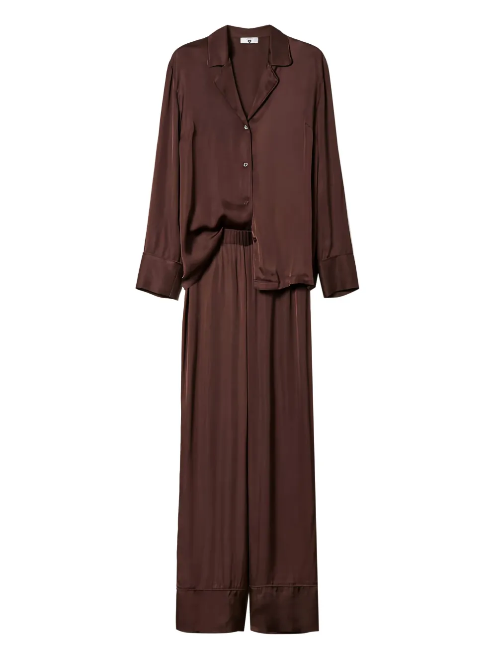 TWINSET Mannish satin piped pajamas | Brown | Image 1