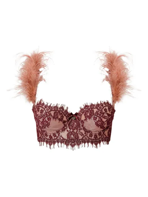TWINSET feather-trimmed balconette bra