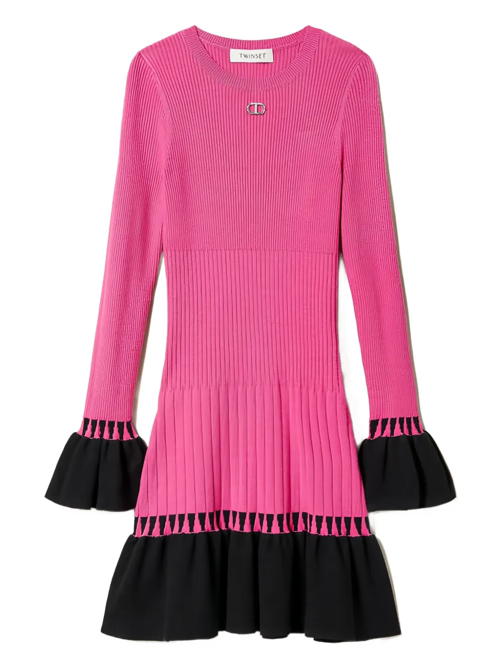 TWINSET Kids Flounce ribgebreide jurk Roze