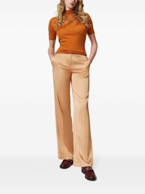 straight-leg satin trousers