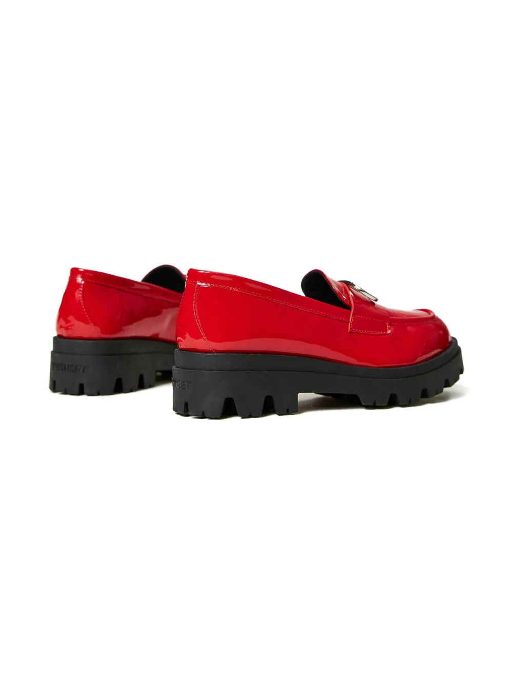 Twinset Patent-leather Oval T Loafers In Red