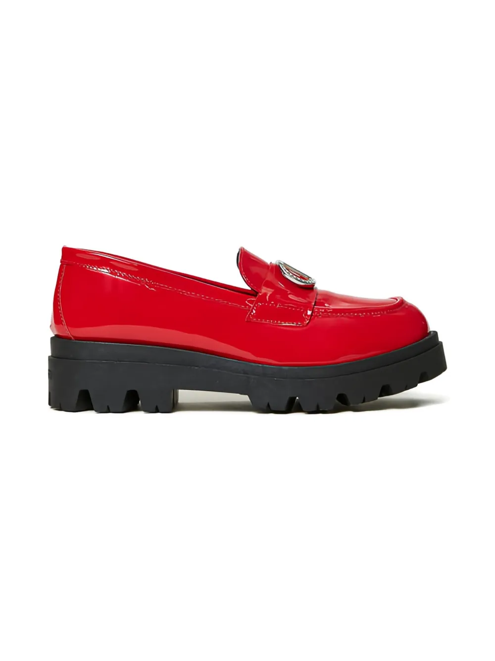 Twinset Patent-leather Oval T Loafers In Red