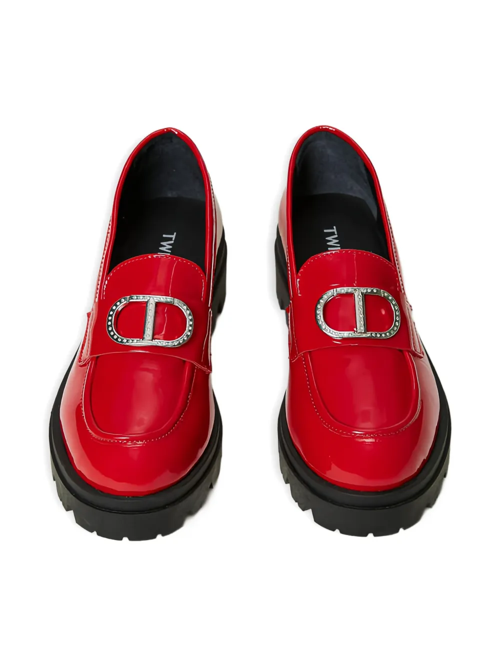 Twinset Patent-leather Oval T Loafers In Red