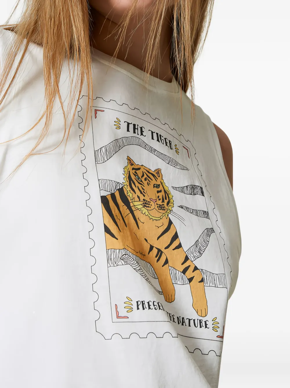 Twinset Tiger-print Sleeveless Vest In White