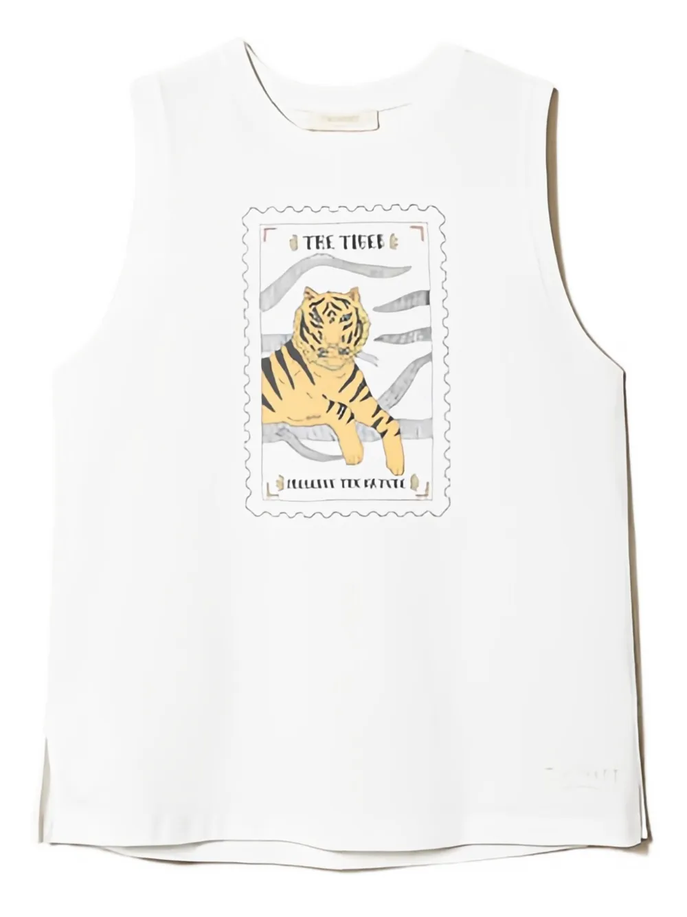Twinset Tiger-print Sleeveless Vest In White