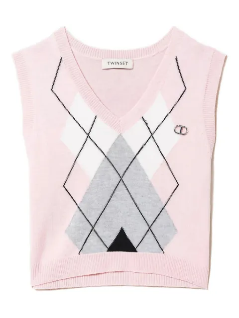 TWINSET Kids argyle-pattern V-neck vest