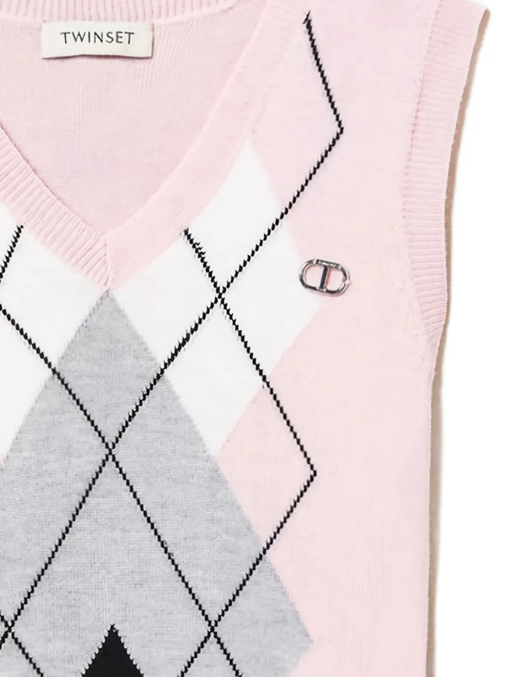 TWINSET Kids argyle-pattern V-neck vest | Girls Jumpers & Knitwear | Image 2