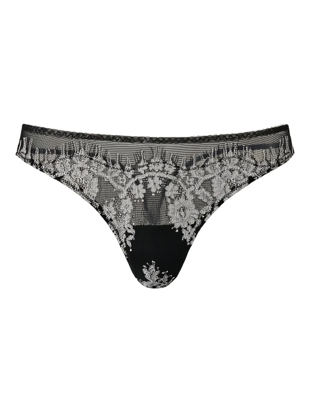 Twinset Lace-insert G-string Thong In Black