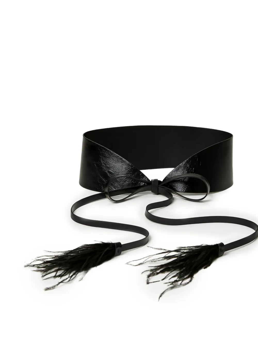 Twinset Feather-embellished Sash Belt In Black