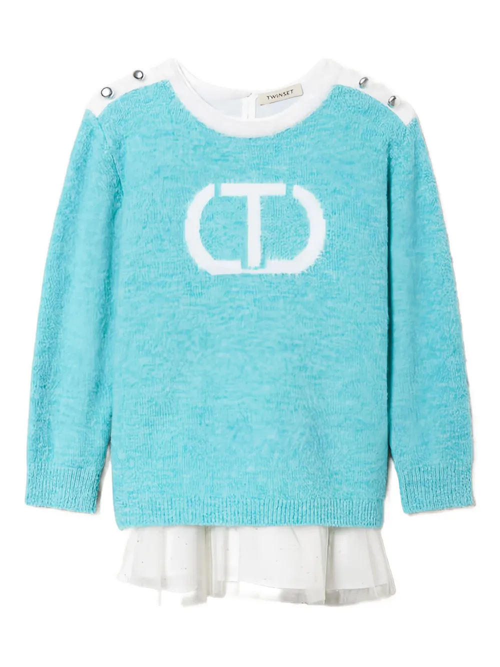 TWINSET Kids Oval-T logo bouclé dress - Verde