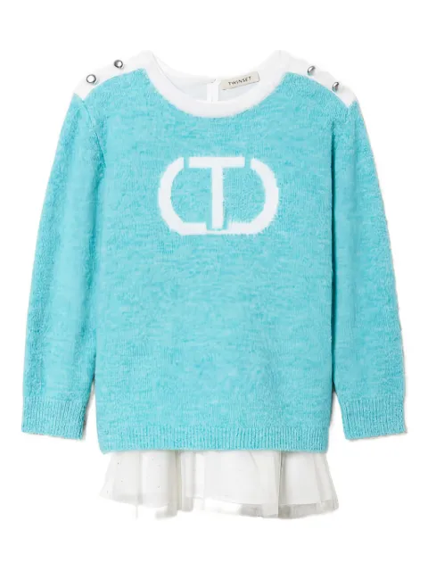 TWINSET Kids vestido de bouclé con logo Oval-T