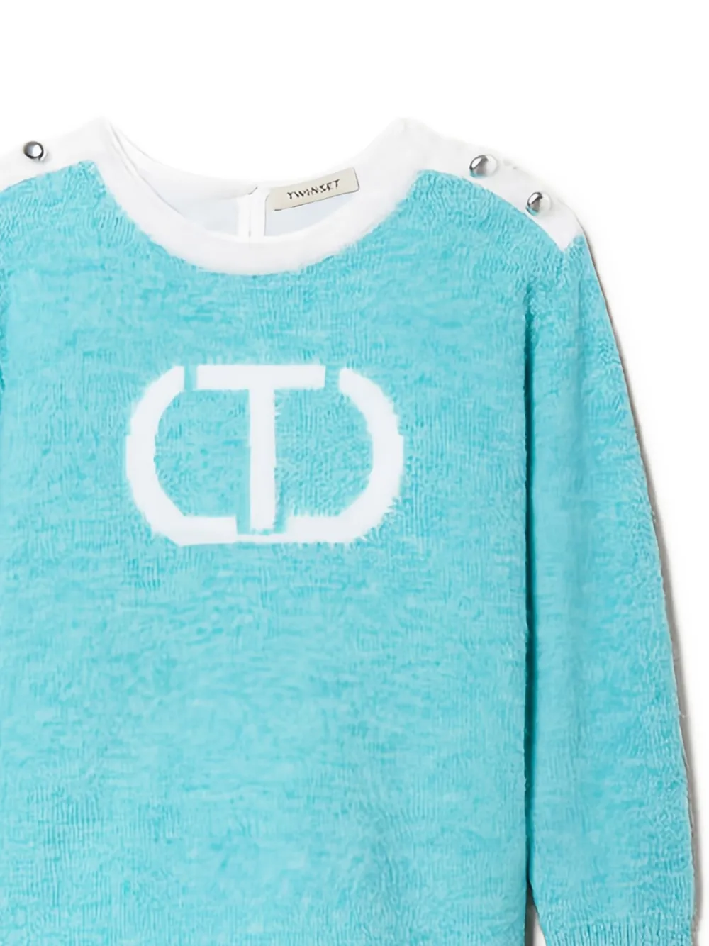TWINSET Kids Bouclé jurk met ovalen T-logo Groen