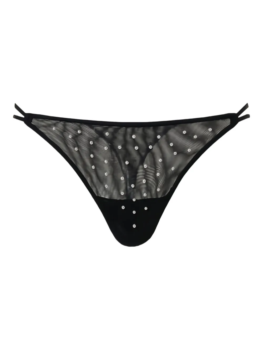 TWINSET pearl-embellished tulle thong | Black | Image 1