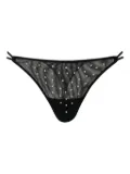 TWINSET pearl-embellished tulle thong - Black