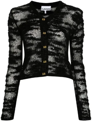 GANNI ブラックブークレカーディガン GANNI ブークレ カーディガン | ブラック | FARFETCH JP