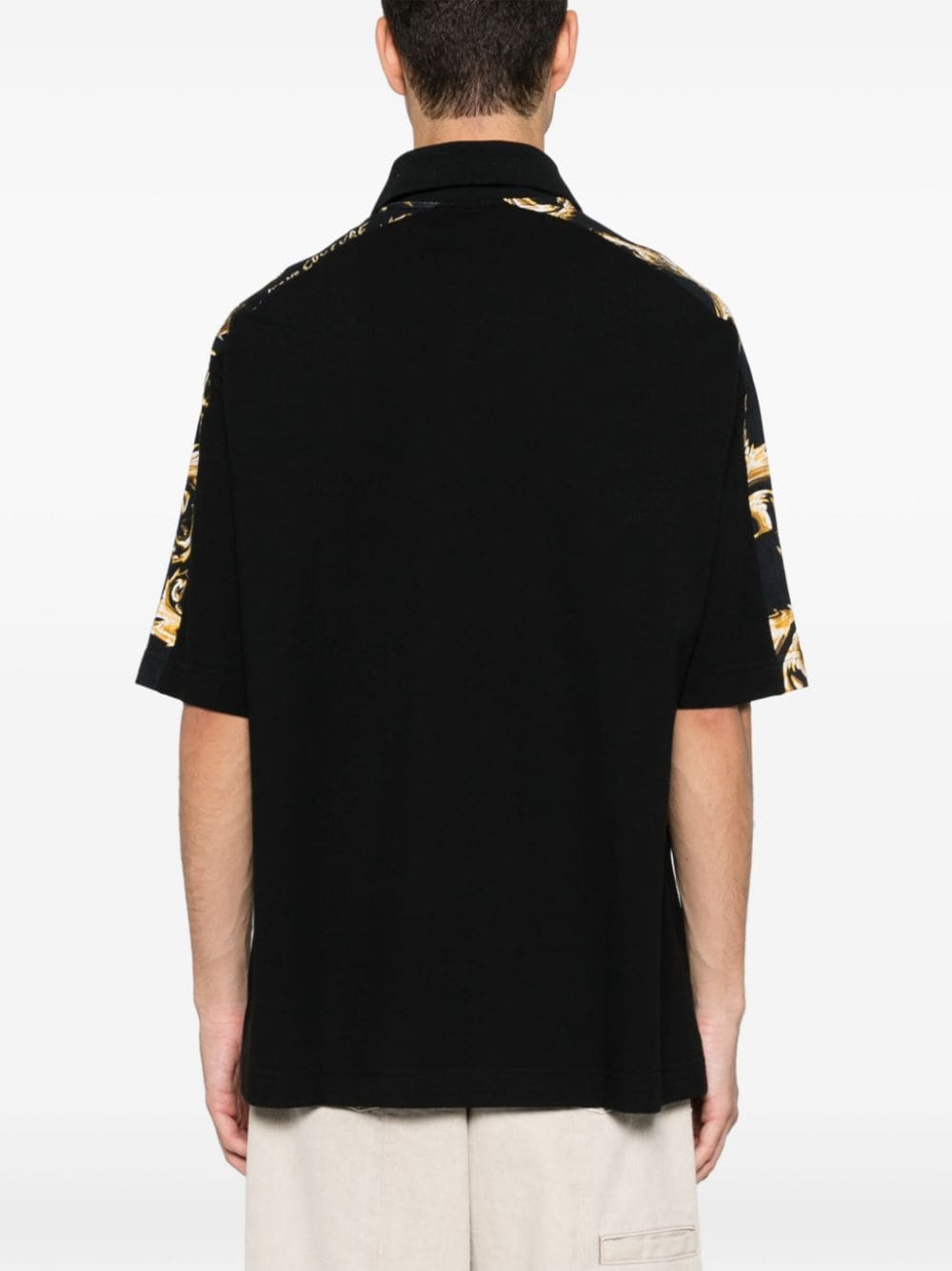 Shop Versace Jeans Couture Chromo Couture Polo Shirt In Black