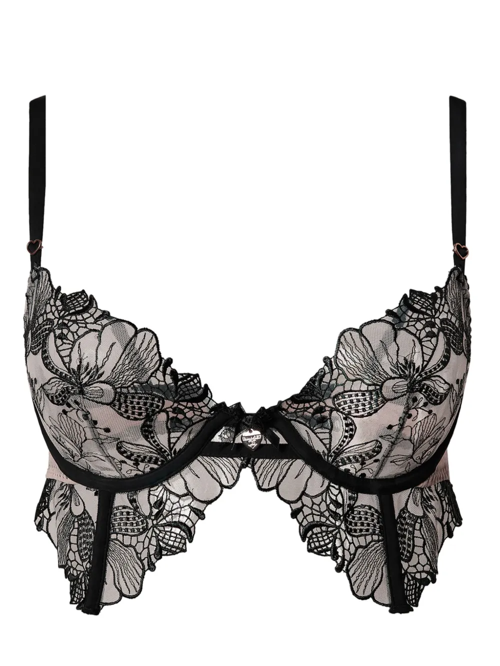 TWINSET embroidered tulle bra - Nero