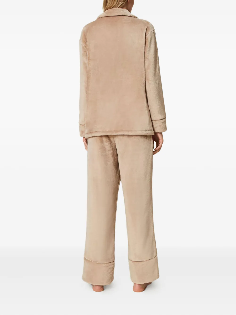 Twinset Faux-fur Long-sleeve Pajamas In Neutral
