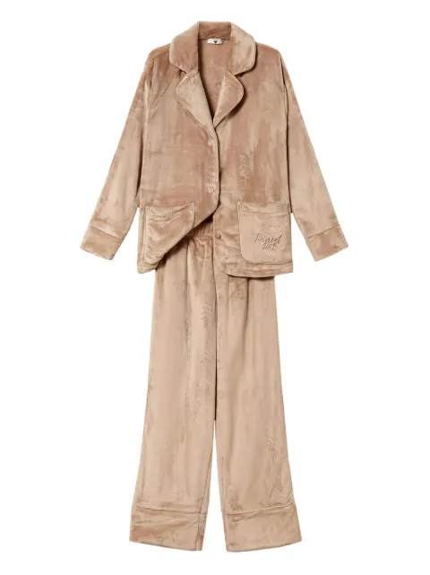 TWINSET faux-fur long-sleeve pajamas