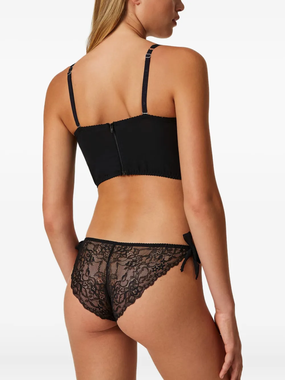 TWINSET Kanten slip met strikdetail Zwart