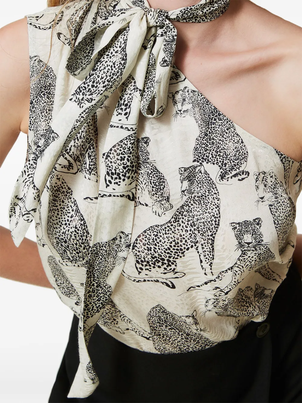 Twinset Graphic-print One-shoulder Blouse In Multi