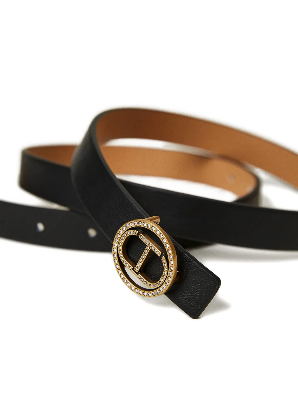 TWINSET Riem met ovalen T stras - Zwart