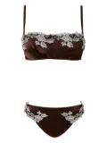 TWINSET lace-trim satin bra set - Brown