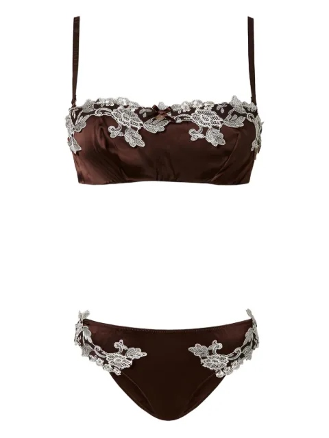 TWINSET lace-trim satin bra set