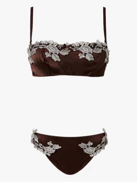 TWINSET lace-trim satin bra set