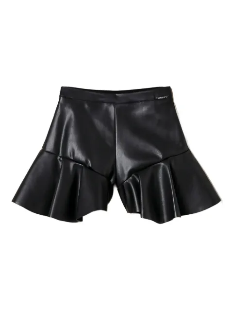 TWINSET Kids ruffled-hem faux-leather shorts