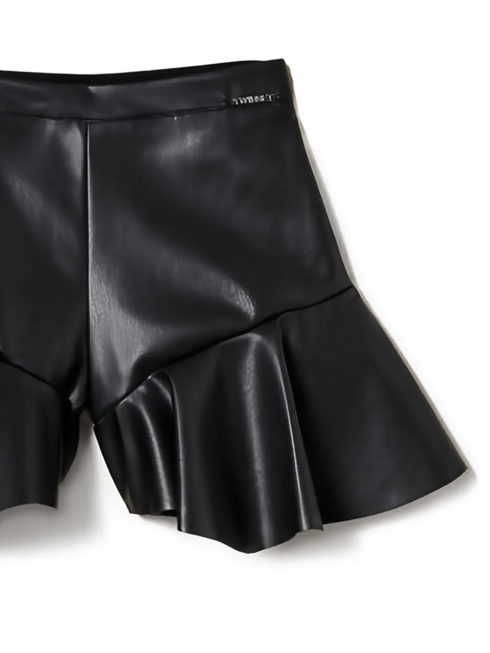 TWINSET Kids Shorts van imitatieleer met ruches Zwart