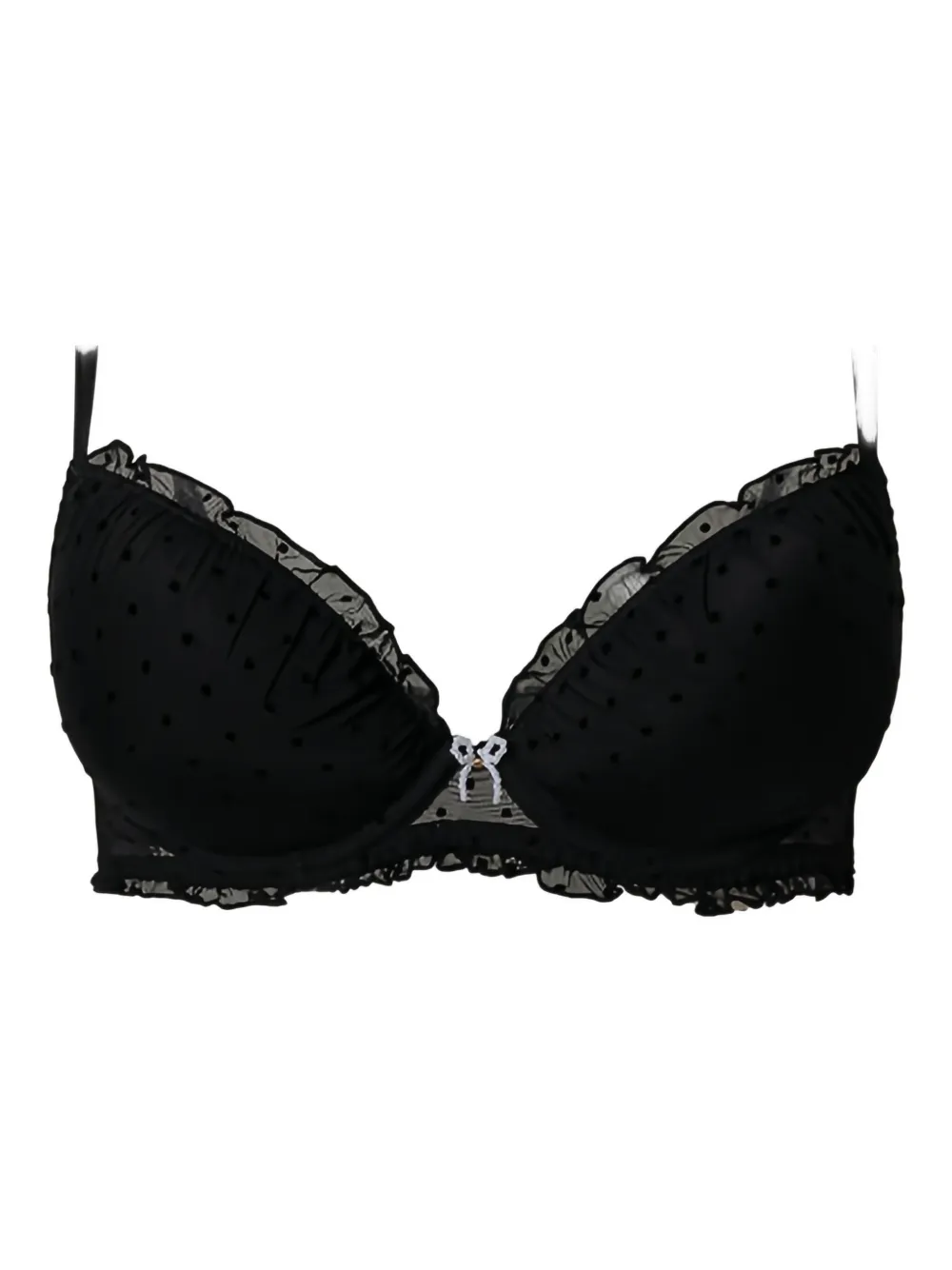 Twinset Spotted Tulle Push-up Bra In Black