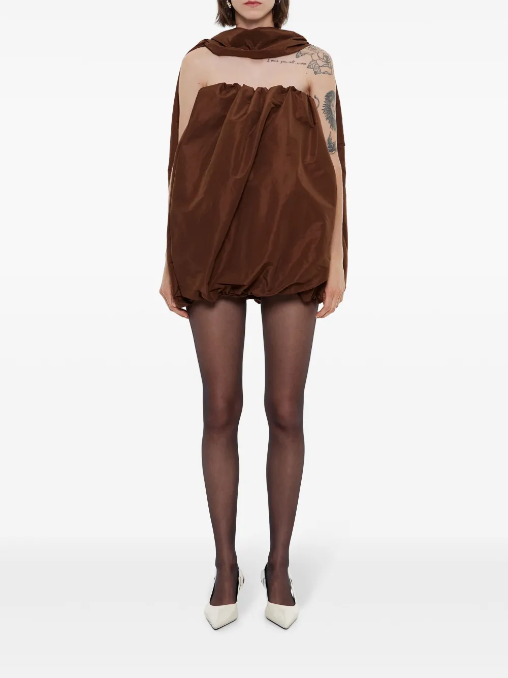 Bimba y Lola voluminous mini dress - BROWN