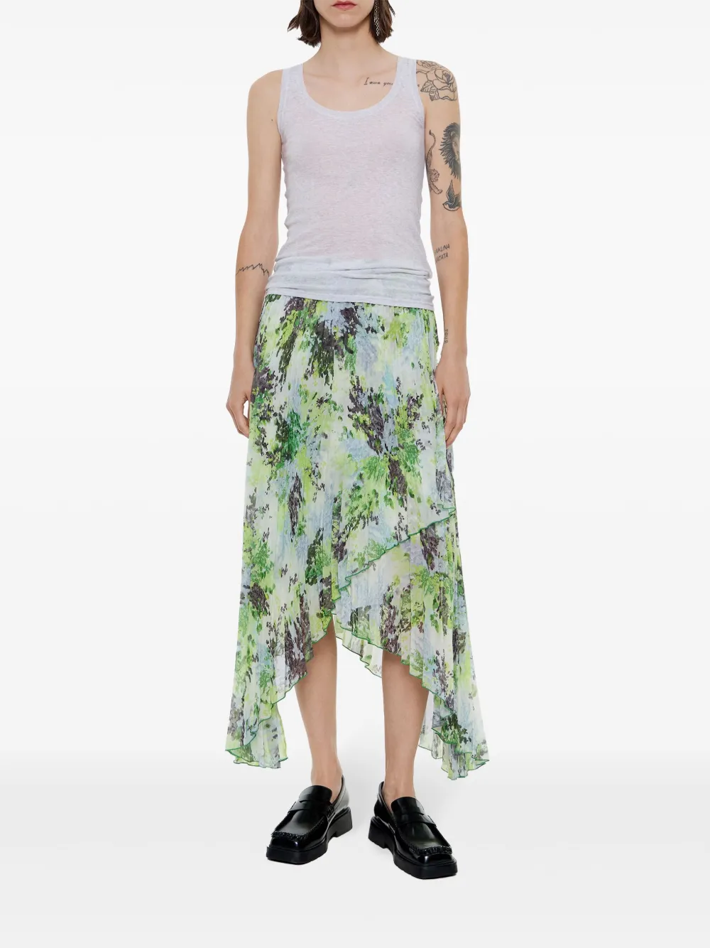 Bimba y Lola floral-print pleated midi skirt - Groen