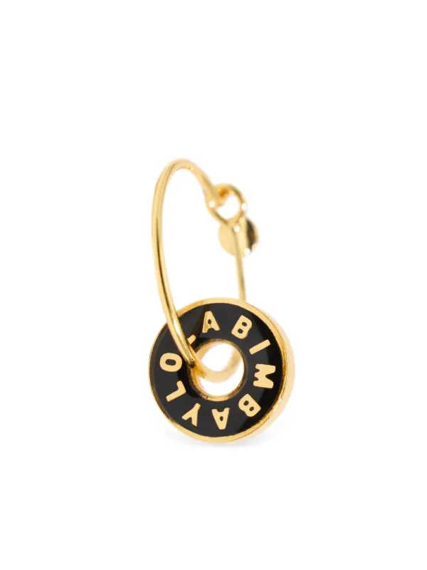 【BIMBA Y LOLA】ロゴ入りフープピアス Bimba y Lola ロゴチャーム フープピアス | ブラック | FARFETCH JP