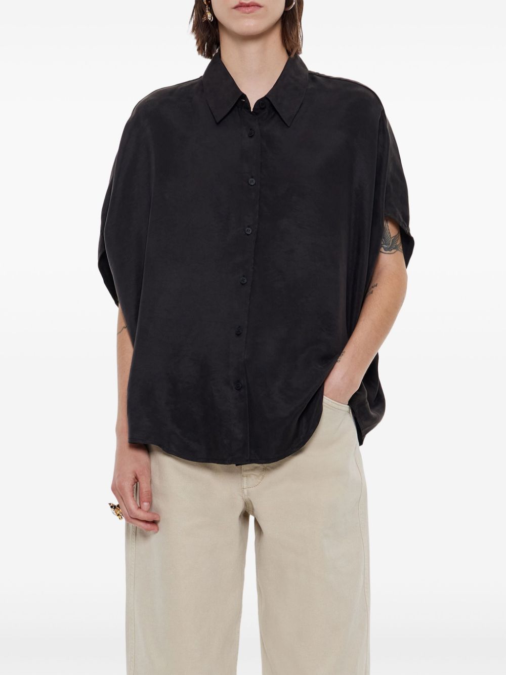 Shop Bimba Y Lola Cape-design Shirt In Black