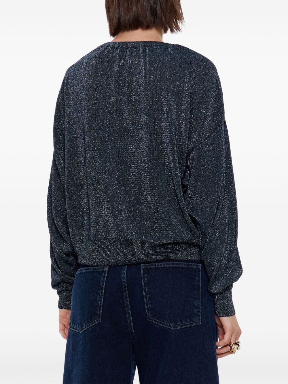 Shop Bimba Y Lola Metallic-threading Cardigan In Blue