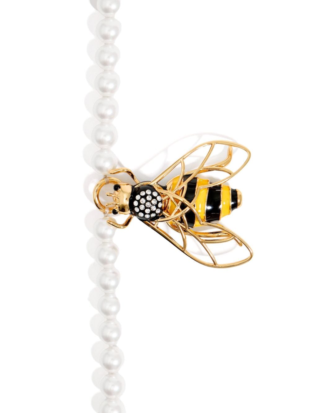 Bimba y Lola bee-pendant pearl necklace - Wit