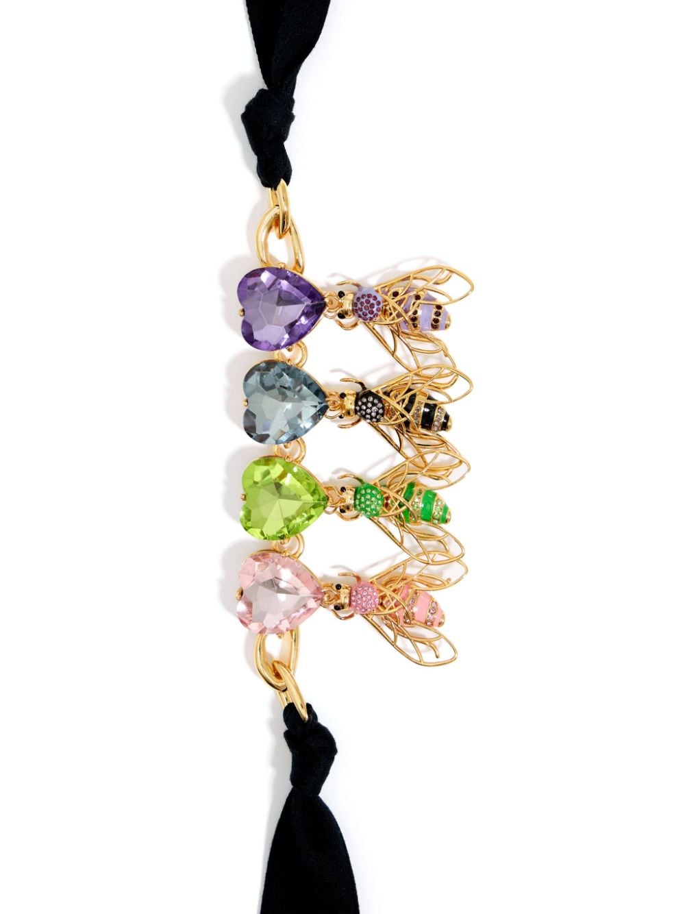 Bimba y Lola bee-pendant crystal-embellished necklace - Zwart