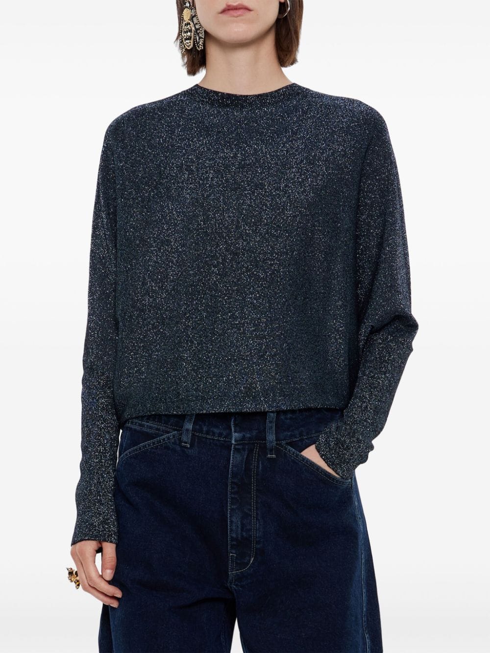 Shop Bimba Y Lola Metallic-threading Sweater In Blue