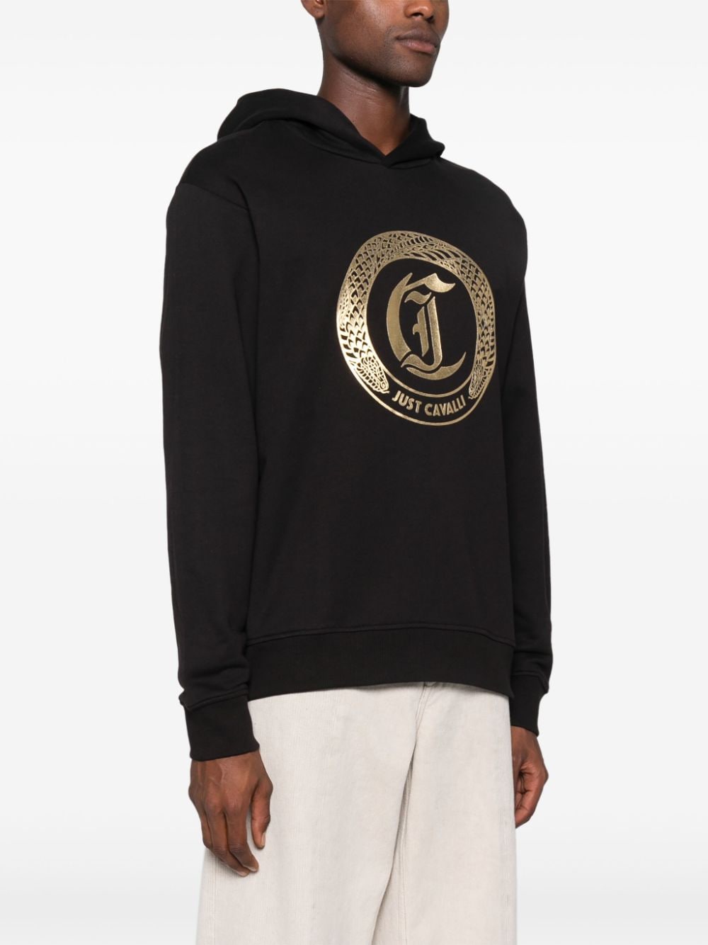 Shop Just Cavalli Logo-appliqué Hoodie In Black