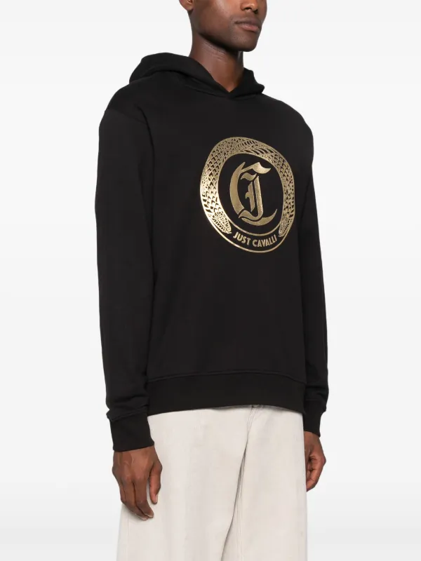Just Cavalli logo-appliqué Hoodie | Black | FARFETCH