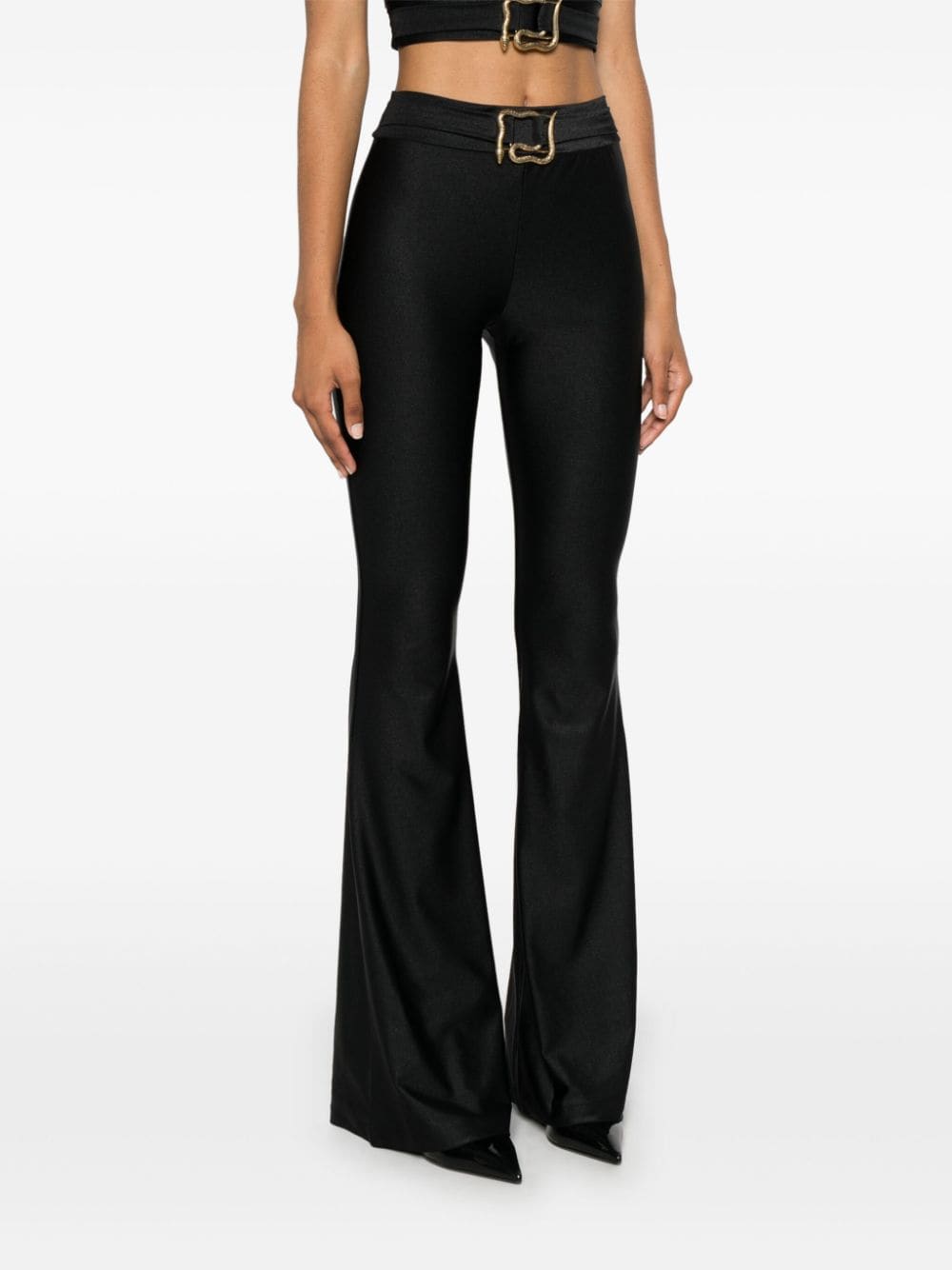 Shop Just Cavalli Snake-buckle Trousers In Black