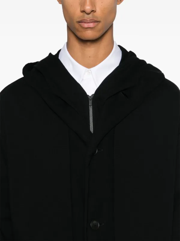 Yohji Yamamoto Fleece Hooded Coat | Black | FARFETCH OM
