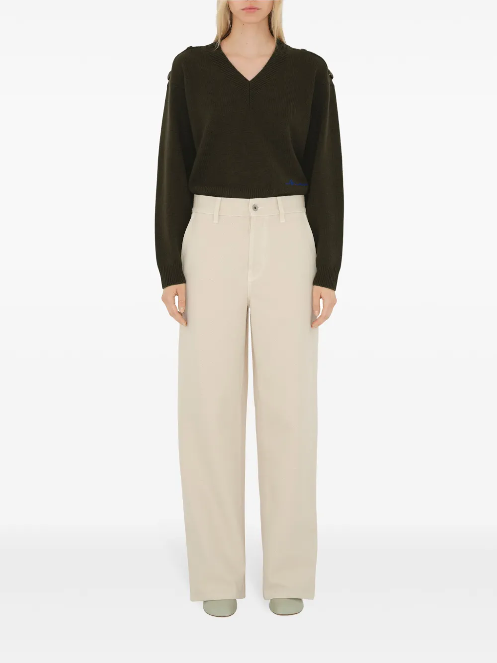 Burberry Straight broek met borduurwerk Beige