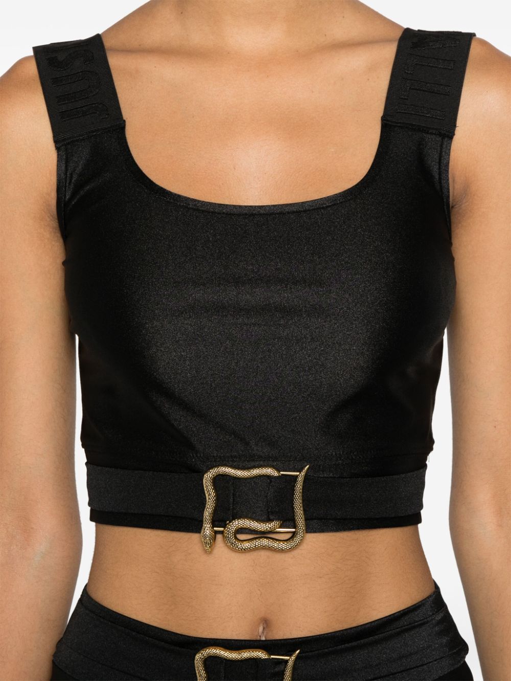 Shop Just Cavalli Logo-straps Crop Top In Black