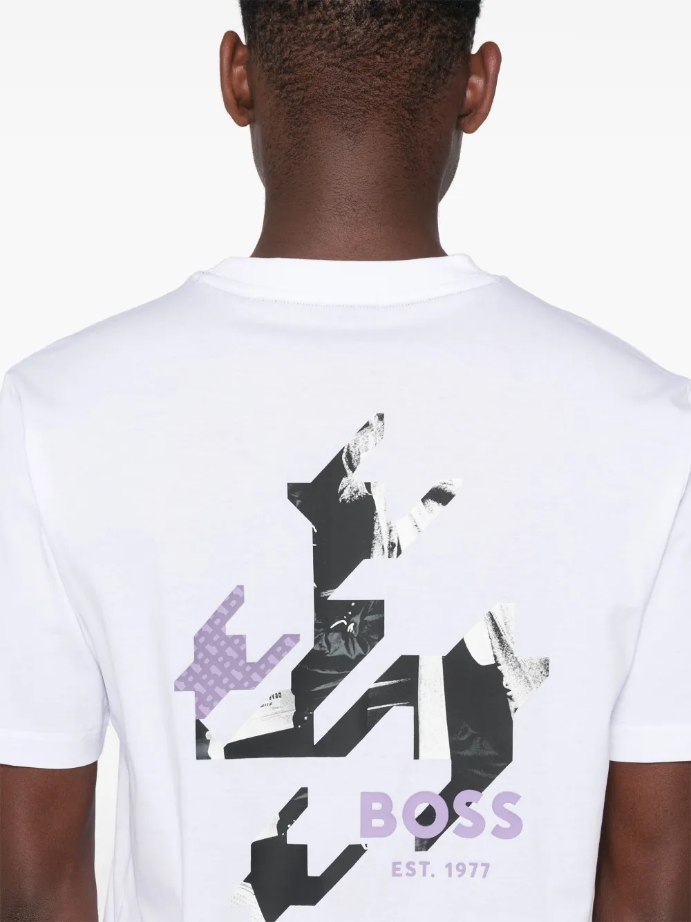 BOSS Katoenen T-shirt met rubberen logo Wit